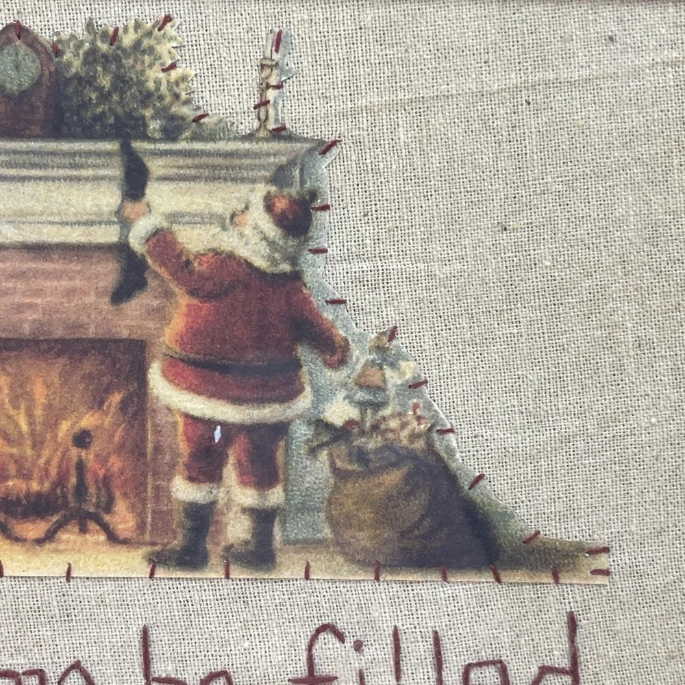 Annie Schikel Vintage Needlepoint Framed Wall Art Christmas Quote